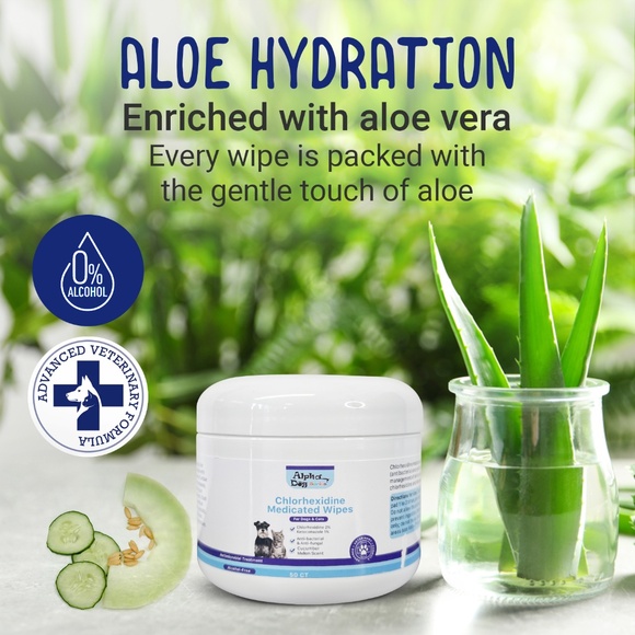 Alpha Dog Series Chlorhexidine Ketoconazole Wipes Anti Itch Hot Spot Relief - Picture 2 of 7